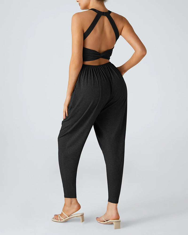 Women's Backless Cuffed Jumpsuit
