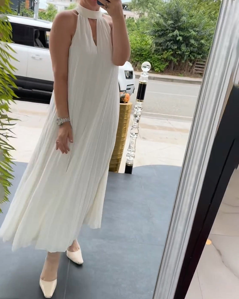 Halter Shirred Elegant Dress