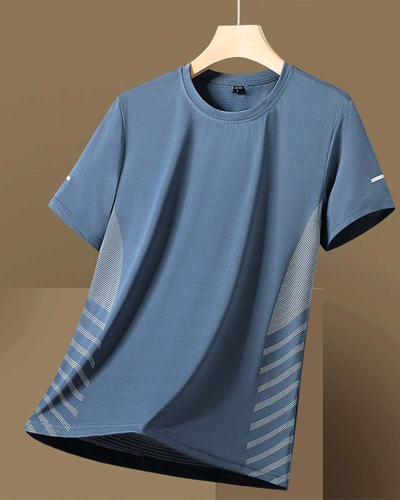 Side Stripe Men's Ice Silk T-Shirt