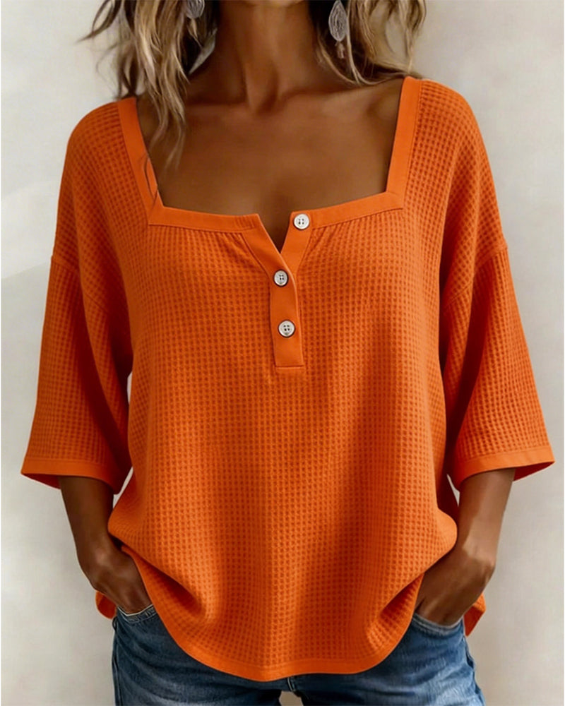 Square Neck Waffle Top