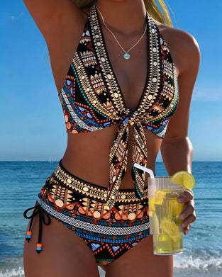 Bohemian Geometric Halter Bikini