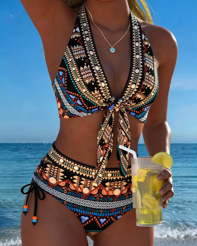 Bohemian Geometric Halter Bikini