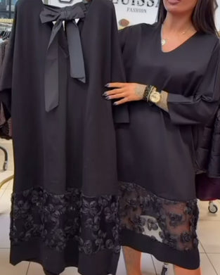 Stylish Back Bow V-Neck Dress