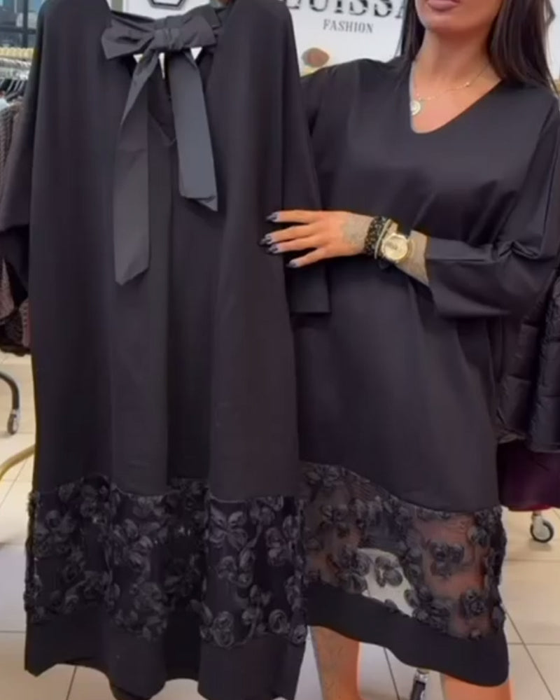 Stylish Back Bow V-Neck Dress