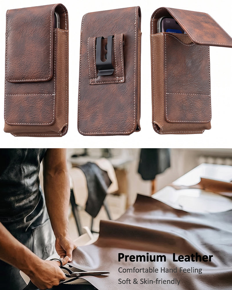 🔥Waist Belt Cell Phone Pouch 📱 Multi-Pocket Leather Holster with Card Holder