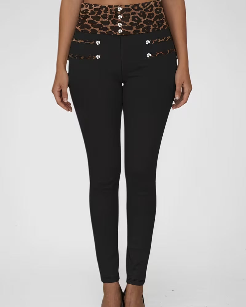 High-Waist Leopard Print Tight Skinny Pants
