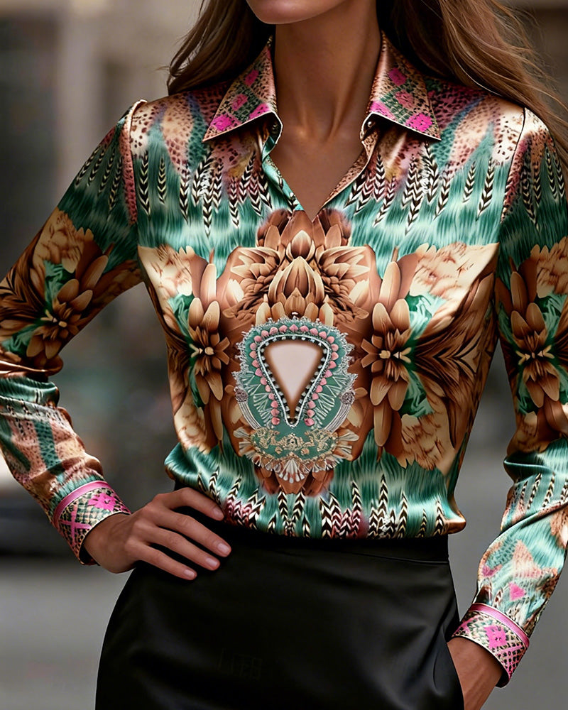 Long-Sleeved Leopard Print Blouse