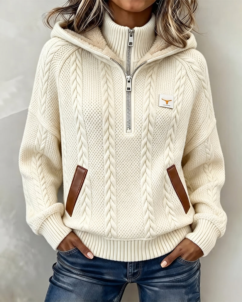 Zip Casual Turtleneck Hoodie