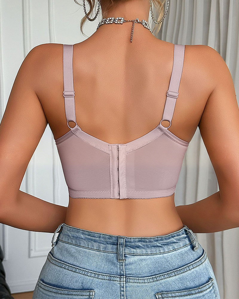 Embroidered Thin Cup Plus Size Bra