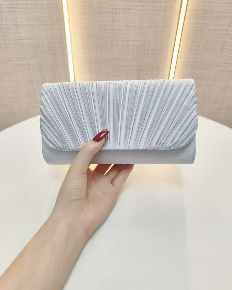 Solid Color Pleated Shoulder Bag