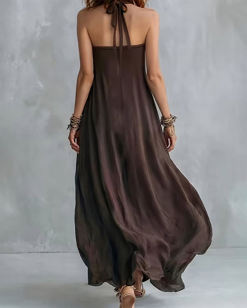 Halter Draped Premium Long Dress