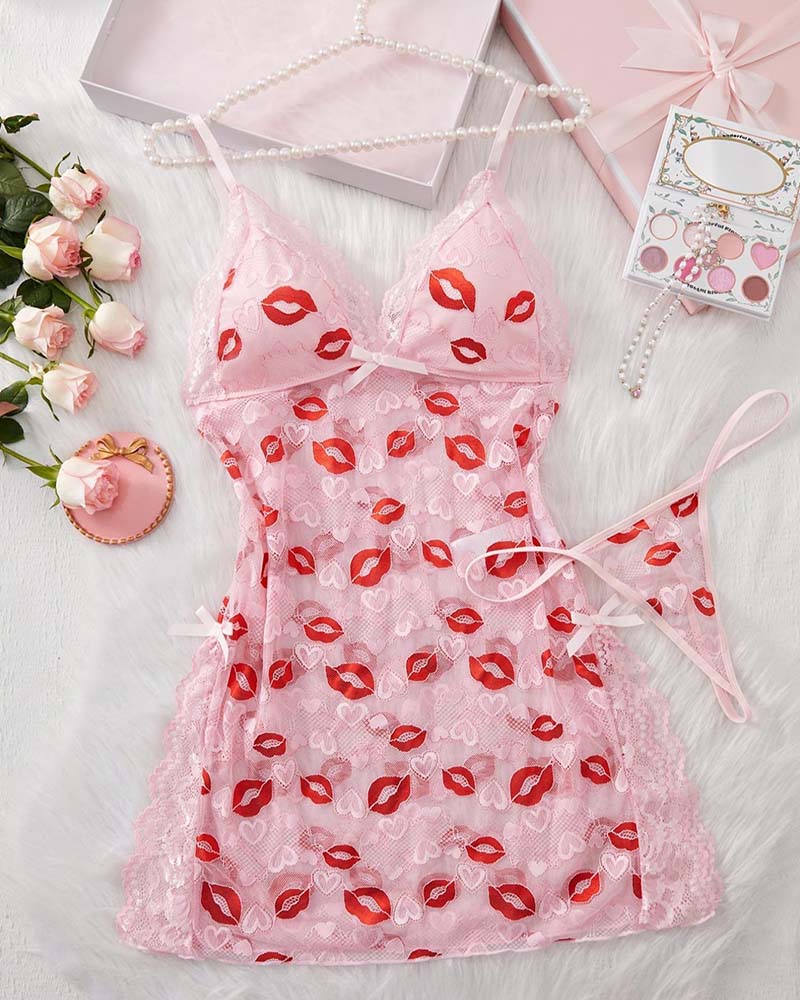 Lip Print Sleep Dress