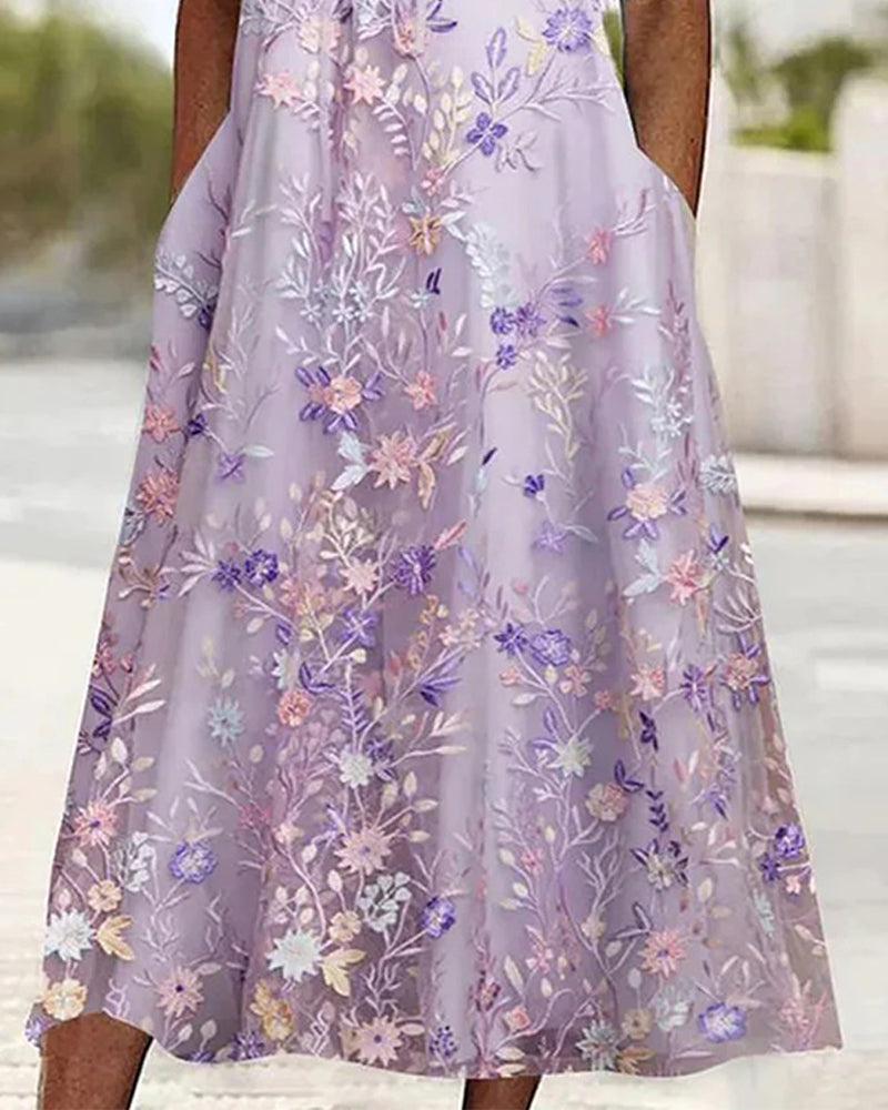 Lace Floral Patchwork A-Line Dress