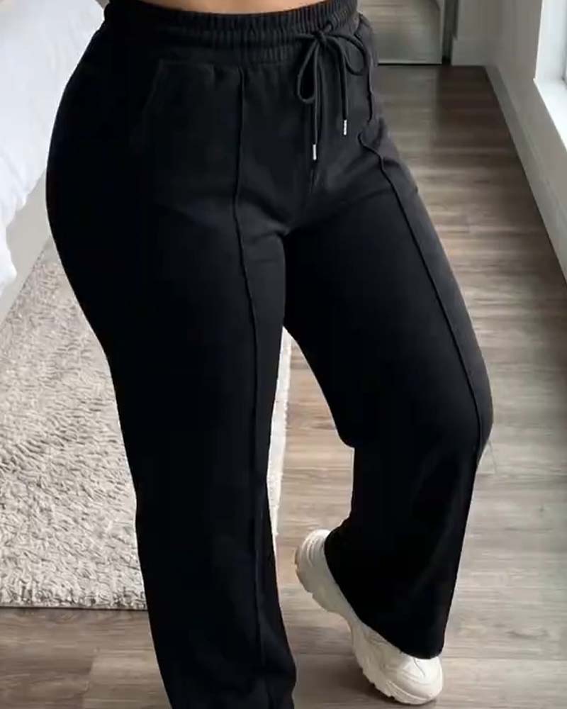 Drawstring Straight Leg Sweatpants