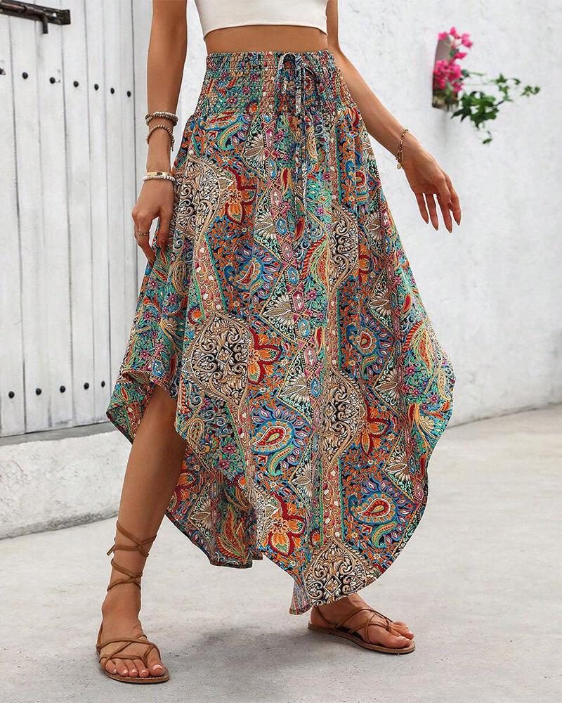 An Elastic Waistband, Retro Prints and a Curved Hem Skirt