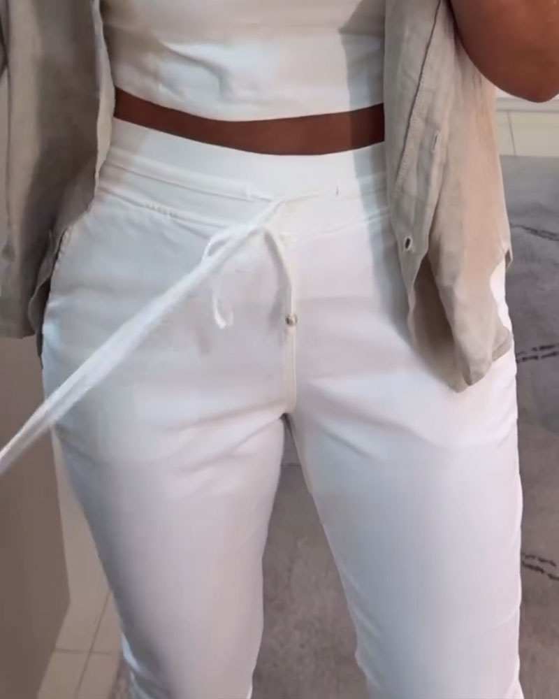 Aumora Drawstring Casual Pencil Pants