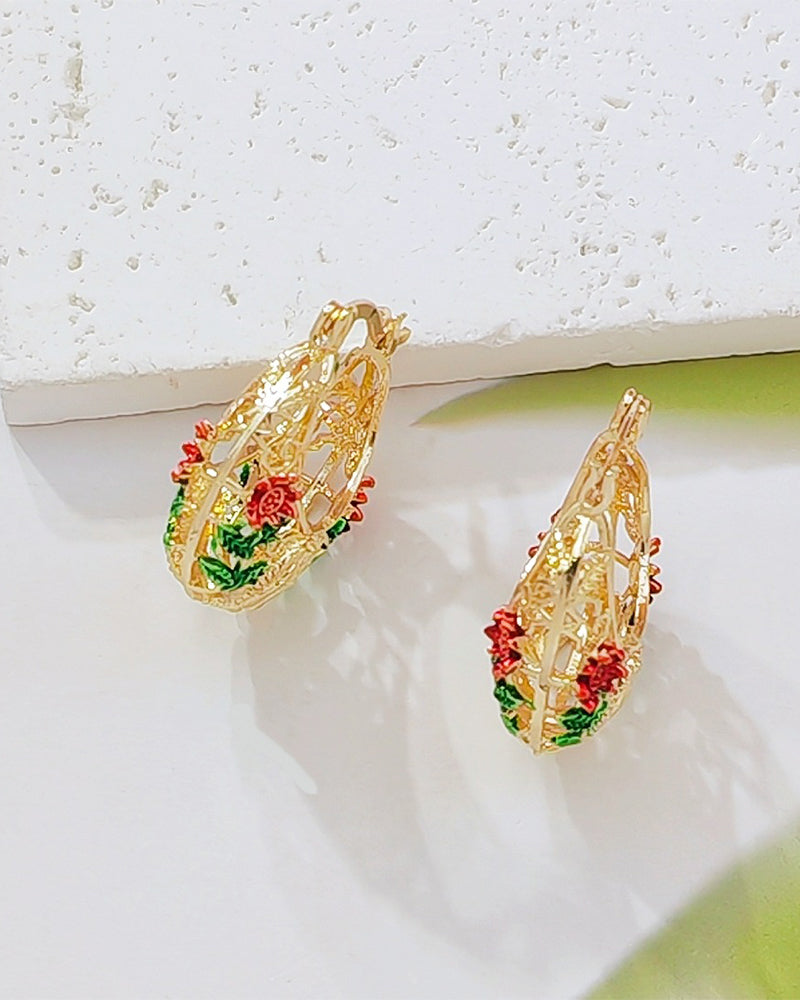 Vintage Flower Hoop Earrings