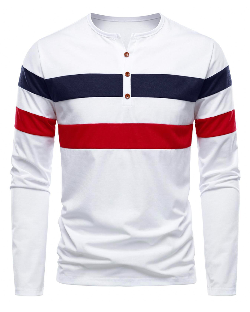 Crewneck Striped Long-Sleeve Men‘s T-Shirt