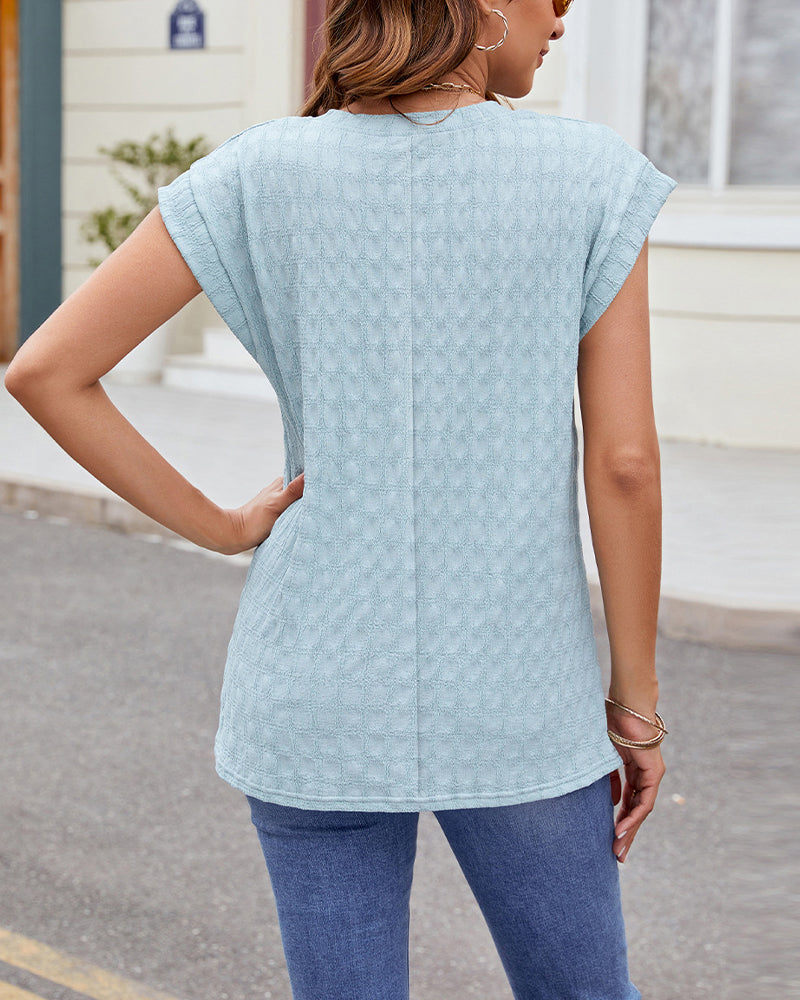 Round Neck Solid Color Short Sleeve T-Shirt