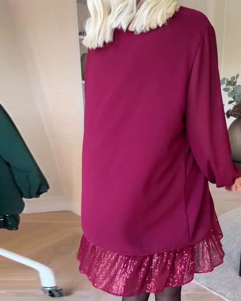Round Neck Loose Patchwork Dress