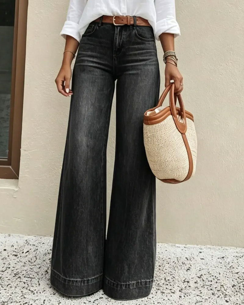 Gradient Wide-Leg Denim Pants