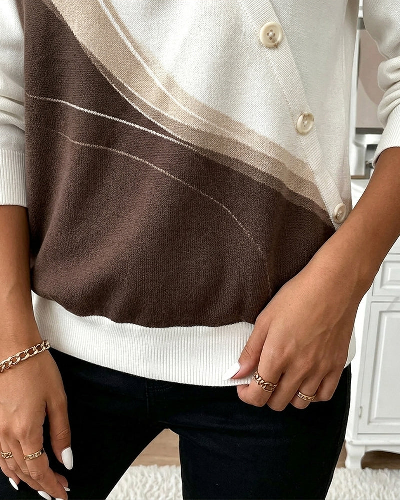 Colorblock Twill Button Half-Zip Sweatshirt