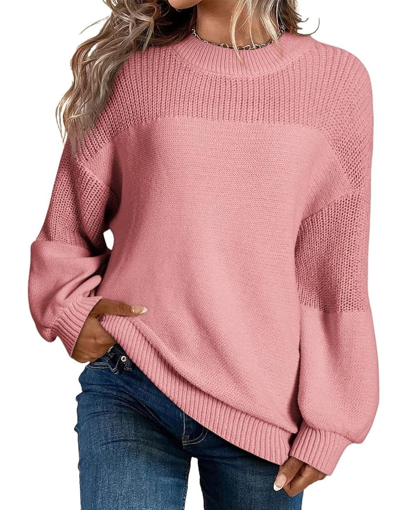Solid Color Lantern Sleeve Sweater