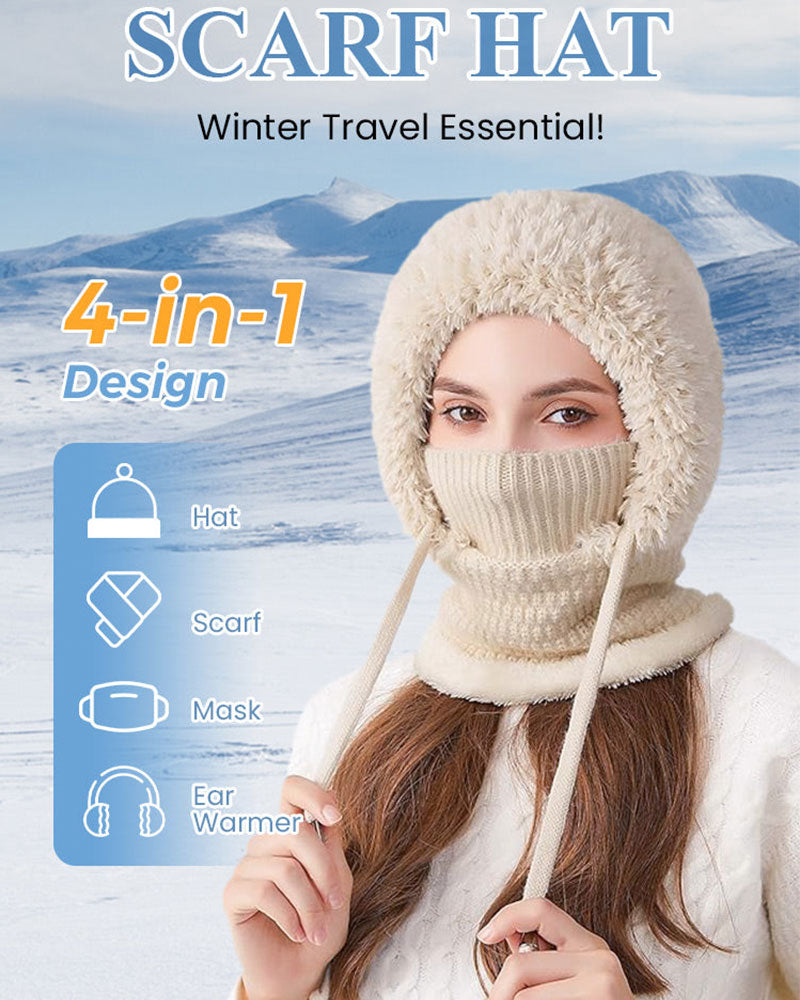 Wind-Resistant Outdoor Hat And Scarf For Women