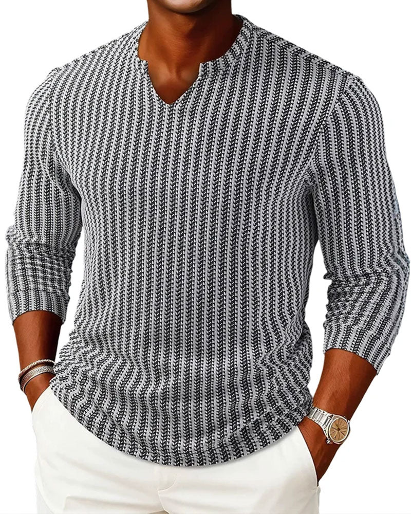 Striped Three-Quarter Sleeve Men's Top