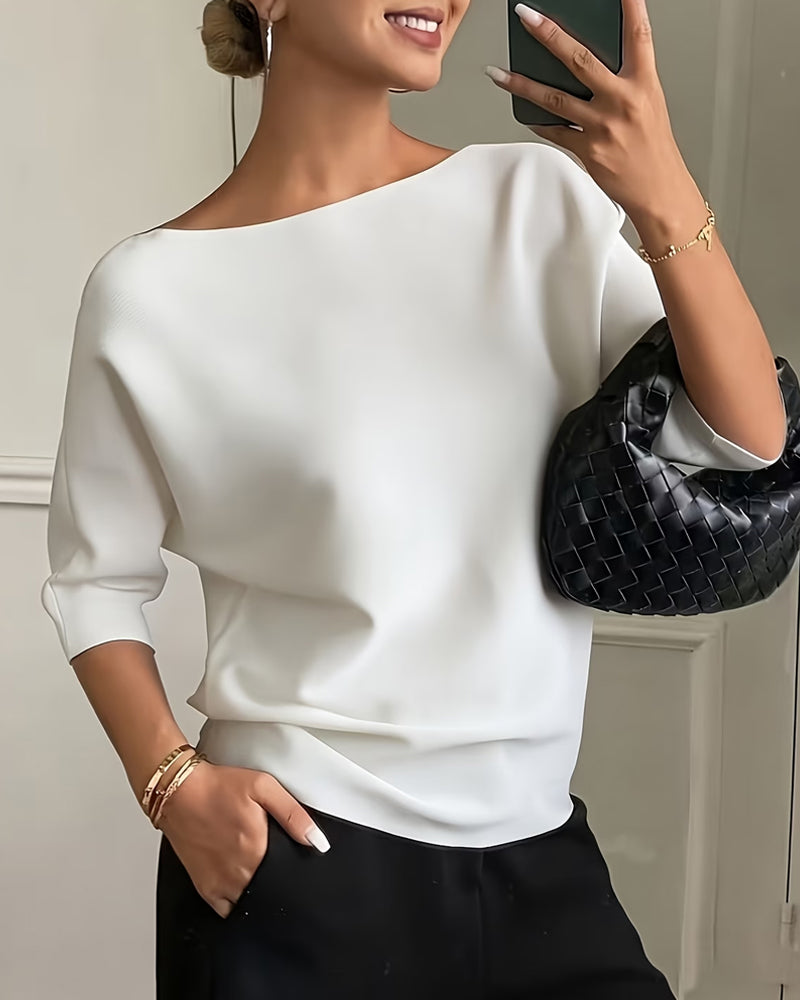 Off-The-Shoulder Three-Quarter Sleeve Top