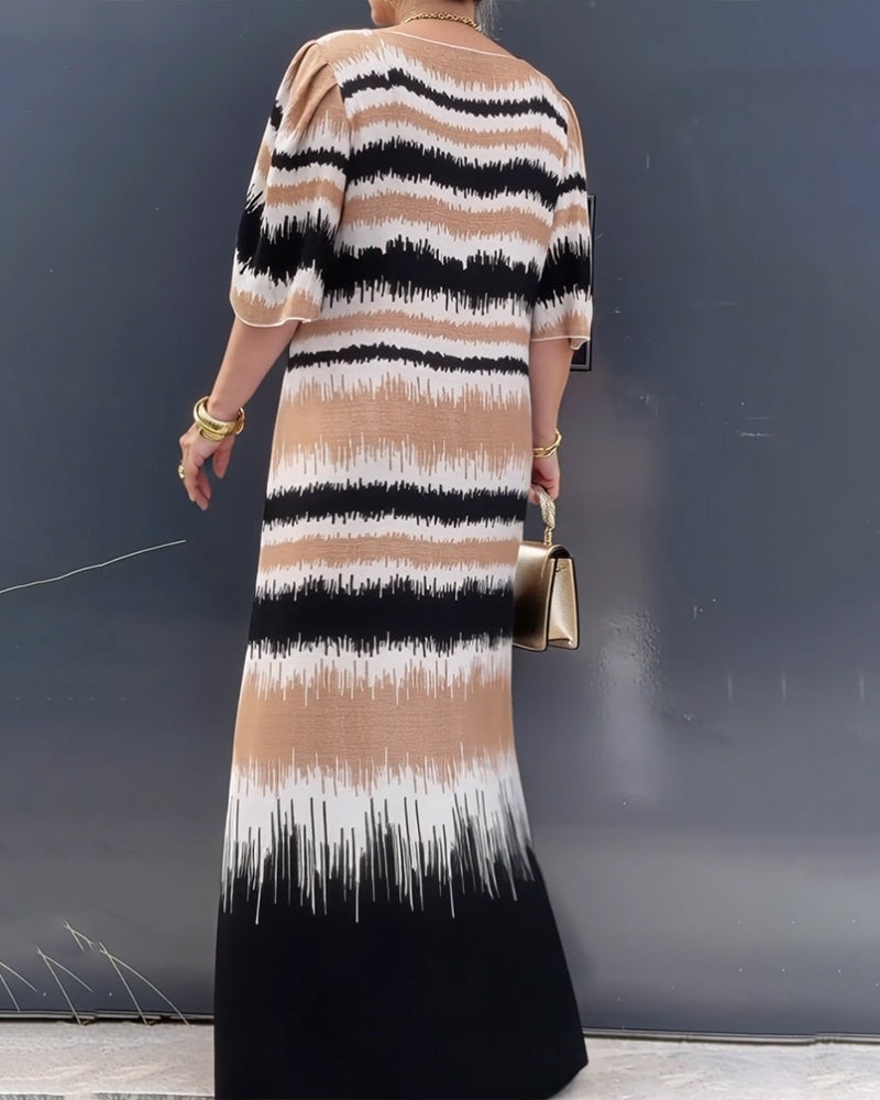 Gradient Print Floor-Length Dress