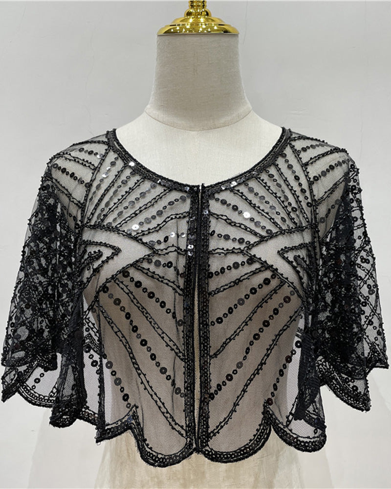 Vintage lace with beads shawl