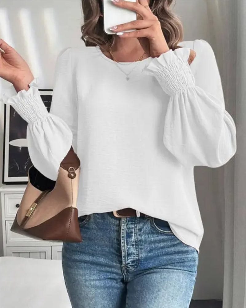Women's Plain Casual Round Neck Top