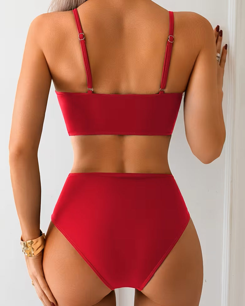 Strappy High-Waisted Two-Piece Swimsuit