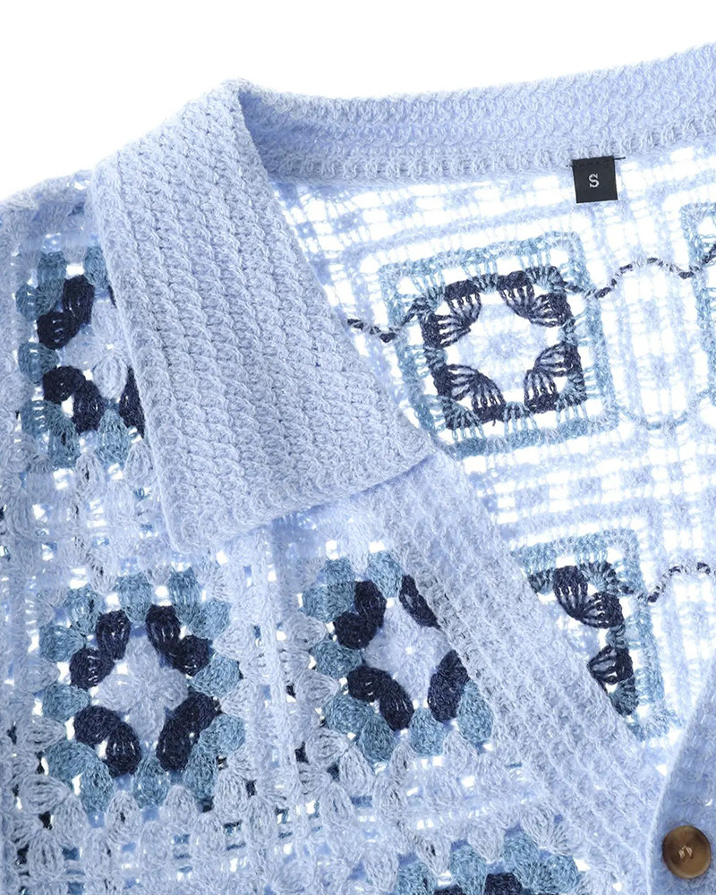 V-Neck Hollow Out Print Shirt T-Shirt