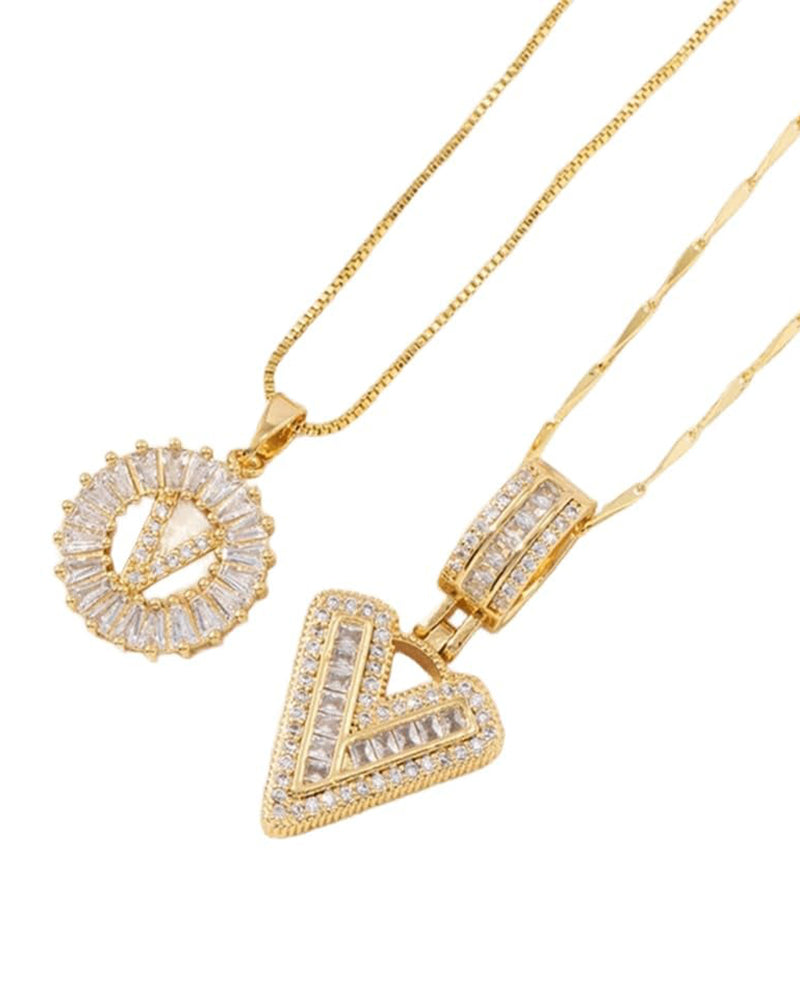 Initial Letter Pendant Necklaces -2 Pack