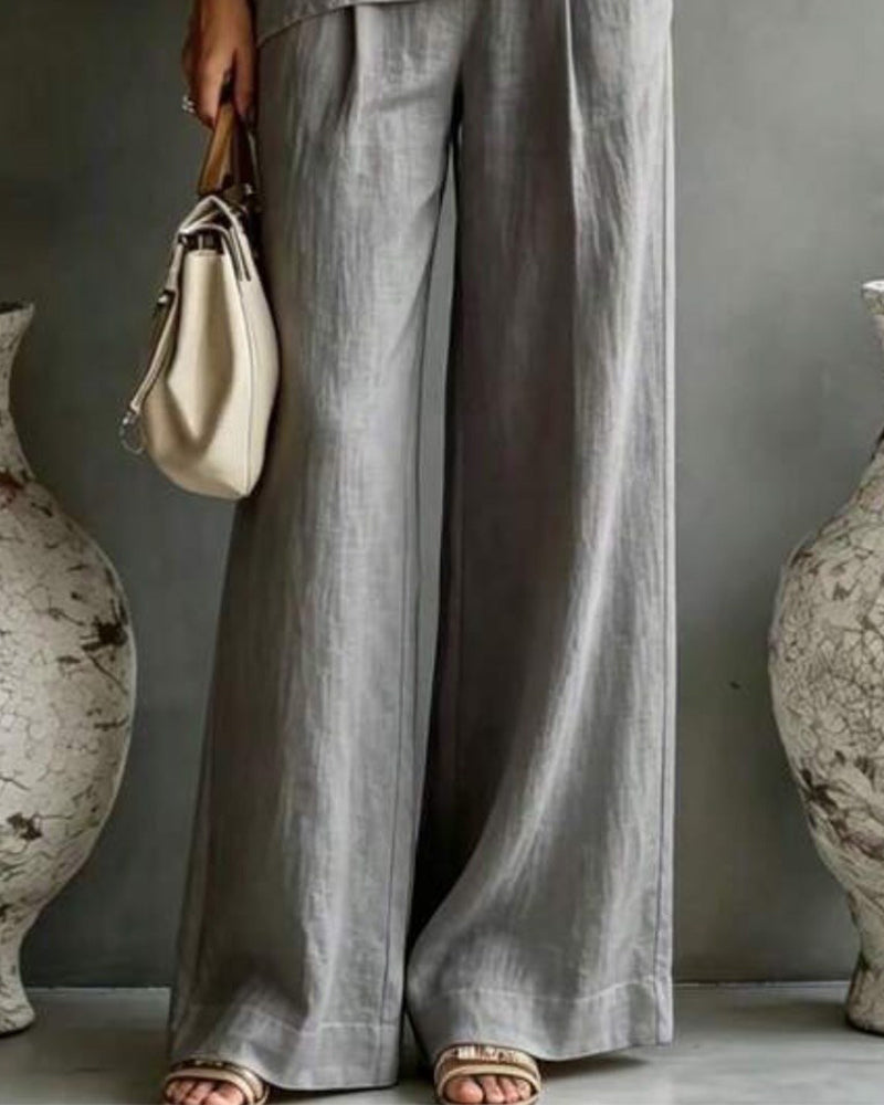 One-Shoulder Asymmetrical Wide Leg Pants Set
