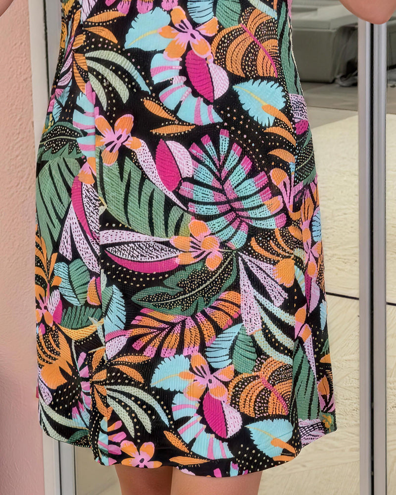 Sleeveless Zip Floral Dress