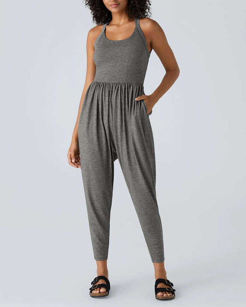 Women's Backless Cuffed Jumpsuit