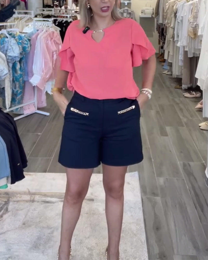 Chain Embellished Casual Shorts