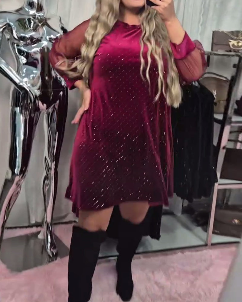 Patchwork Long-Sleeved Elegant Dress