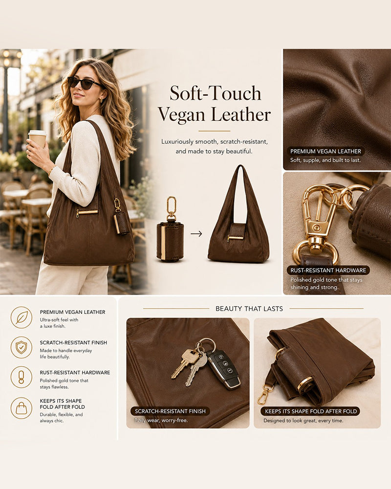 Charm Transformable Bag – Stylish Vegan Leather Tote & Keychain Charm