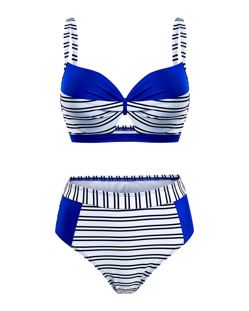 Striped Hollow Out Bikini