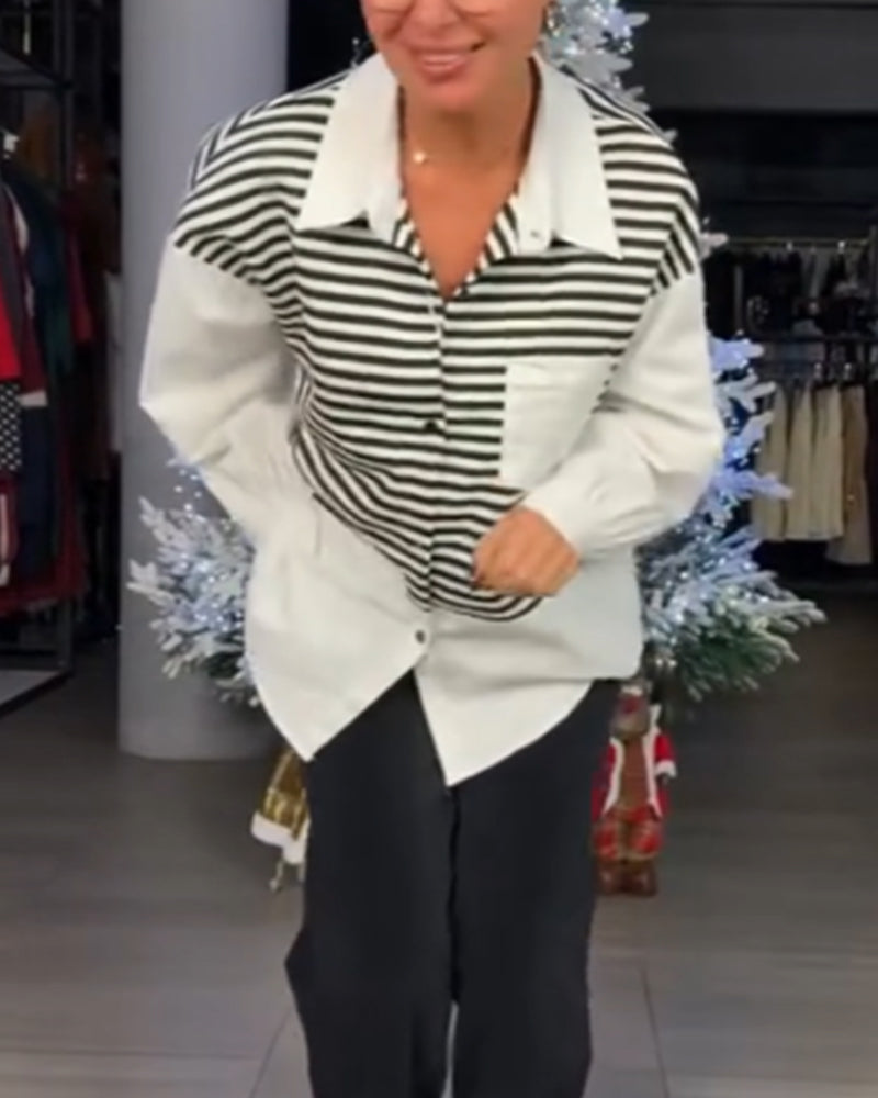 Striped Button-Down Collar Shirt