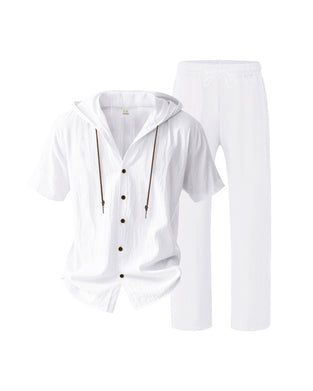 Men's Lightweight Hooded Two-Piece Set For Summer Casual Wear