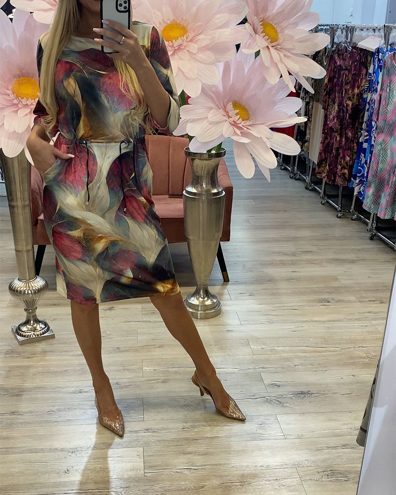 Retro Color Block Patchwork Gradient Dress