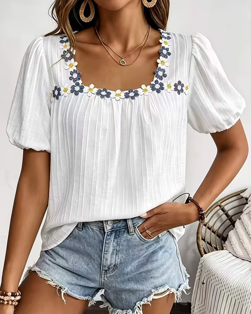 Square Neck Puff Sleeve Blouse