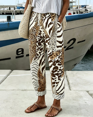 Leopard and Zebra Print Casual Long Pants