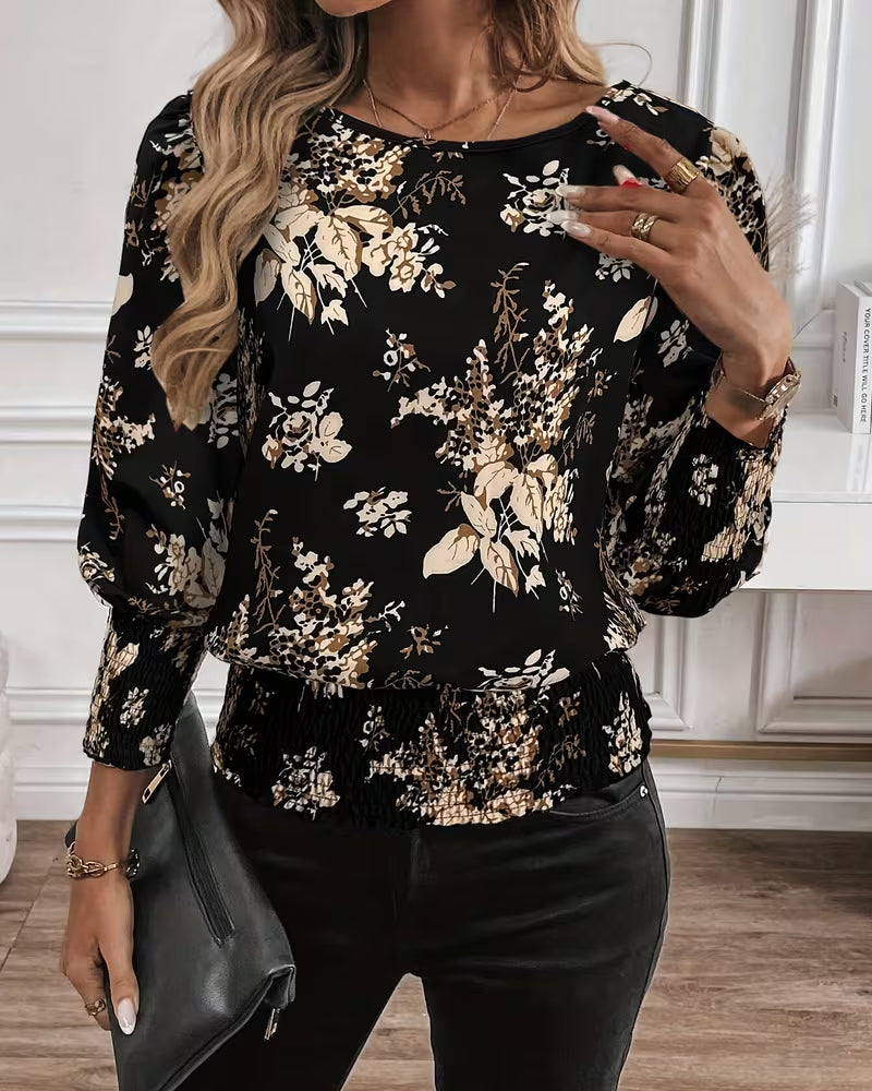 Lantern Sleeve Floral Casual Top