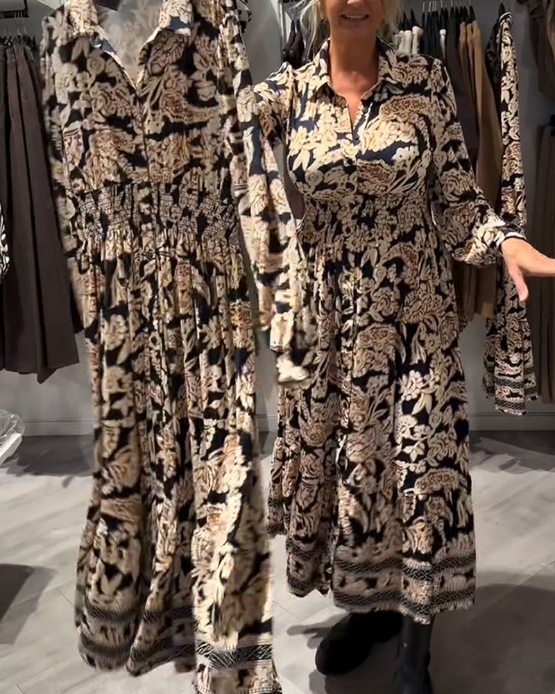 Lapel Print Fashion Dress